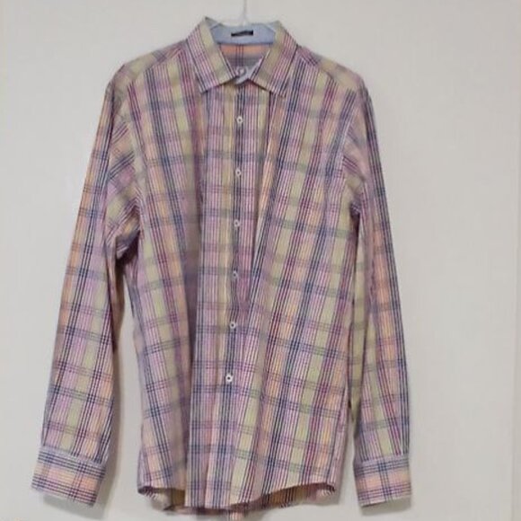 Bugatchi Uomo Classic Fit Multicolor Check Dress Shirt – Size M - Picture 2 of 12